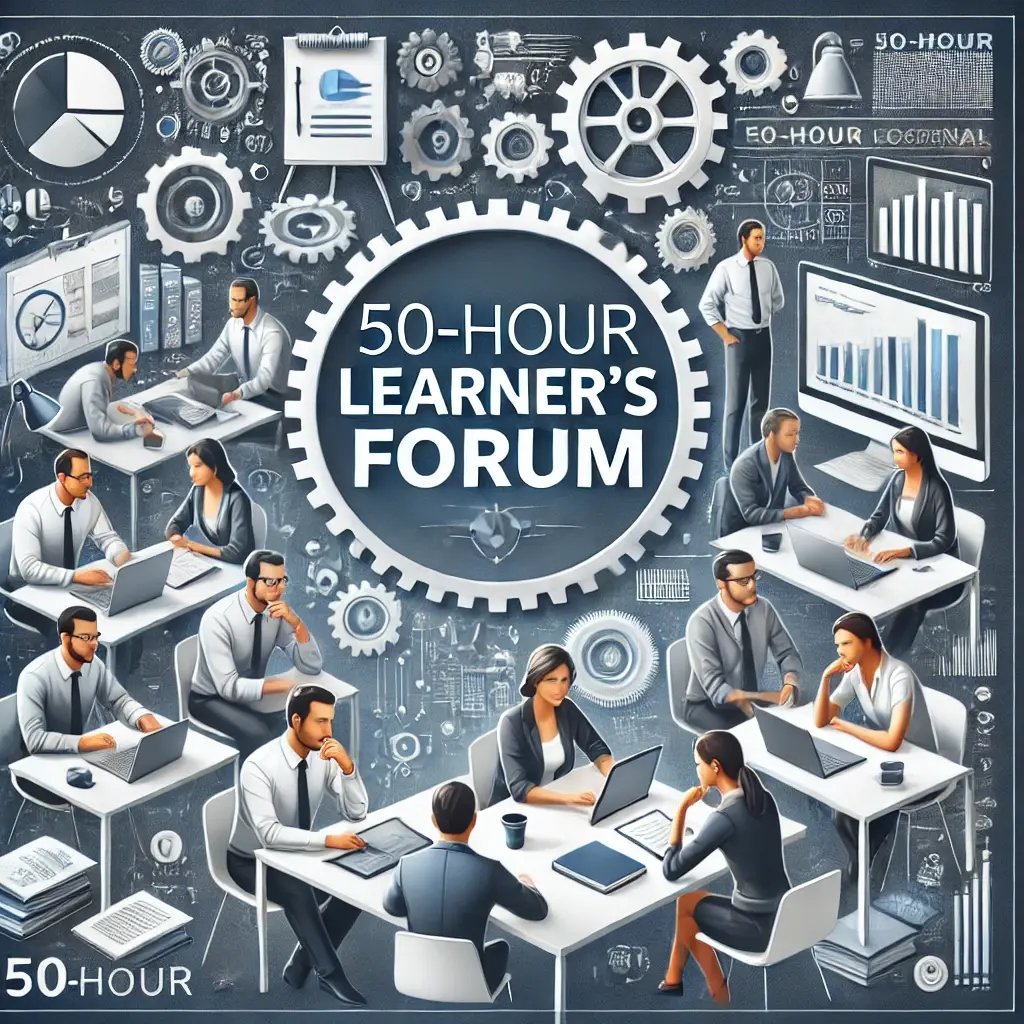 DALL·E 2024-08-07 17.16.34 - A professional and modern image that highlights a 50-hour learners forum. The text should read_ 50-Hour Learners Forum. The design should feature 